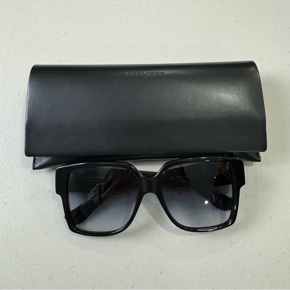 Saint Laurent Square SL M9 Black Sunglasses - Picture 1 of 13